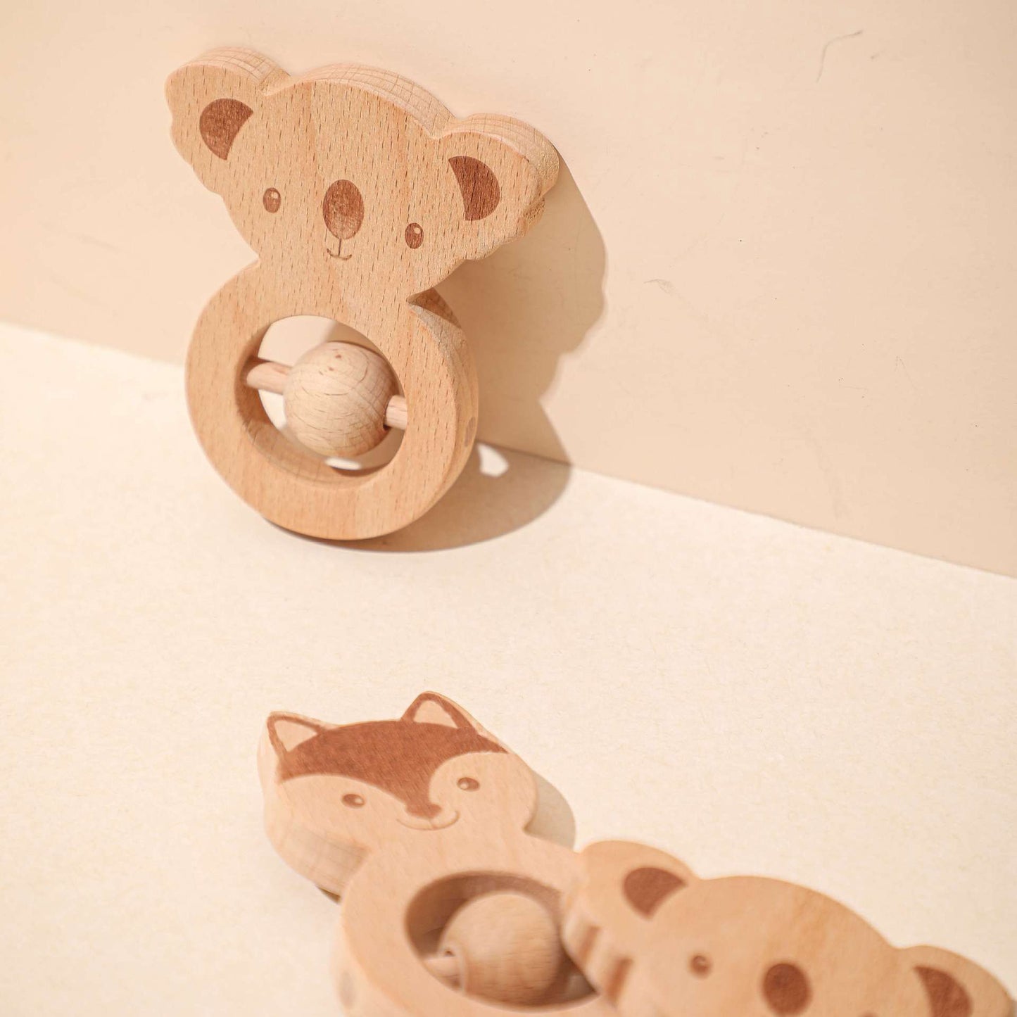 Wooden Fox, Koala Round Rattle, Teether Perfect baby gift