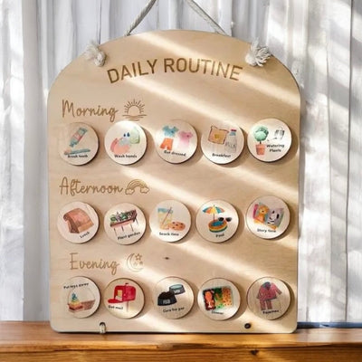 Montessori Inspired  Wooden Daily Routine Chart