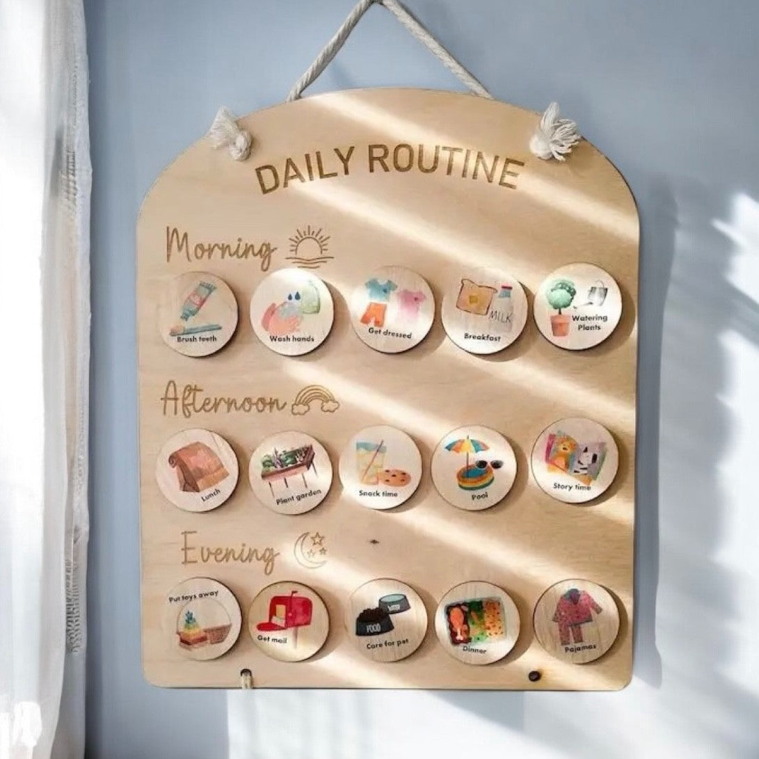Montessori Inspired Wooden Daily Routine Chart – Happi Bebe