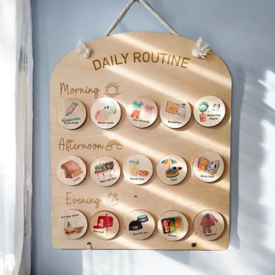 Montessori Inspired  Wooden Daily Routine Chart