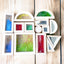 Wooden sensory blocks with liquid, sand with shells or beads