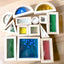 Wooden sensory blocks with liquid, sand with shells or beads