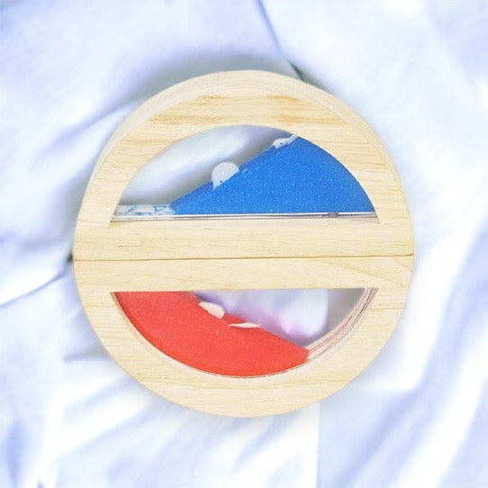 Wooden sensory blocks, liquid with fish, sand with shells or beads with sound