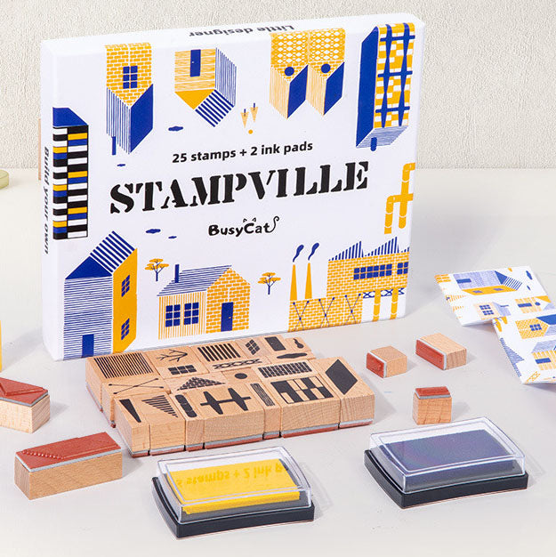 Wooden Stamping Kit Build your own villa town city Stampville