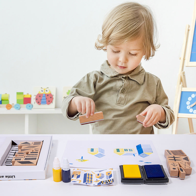 Wooden Stamping Kit Build your own villa town city Stampville