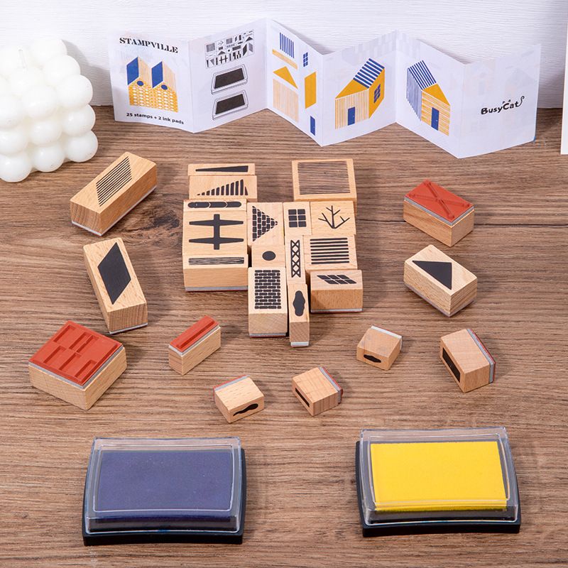 Wooden Stamping Kit Build your own villa town city Stampville