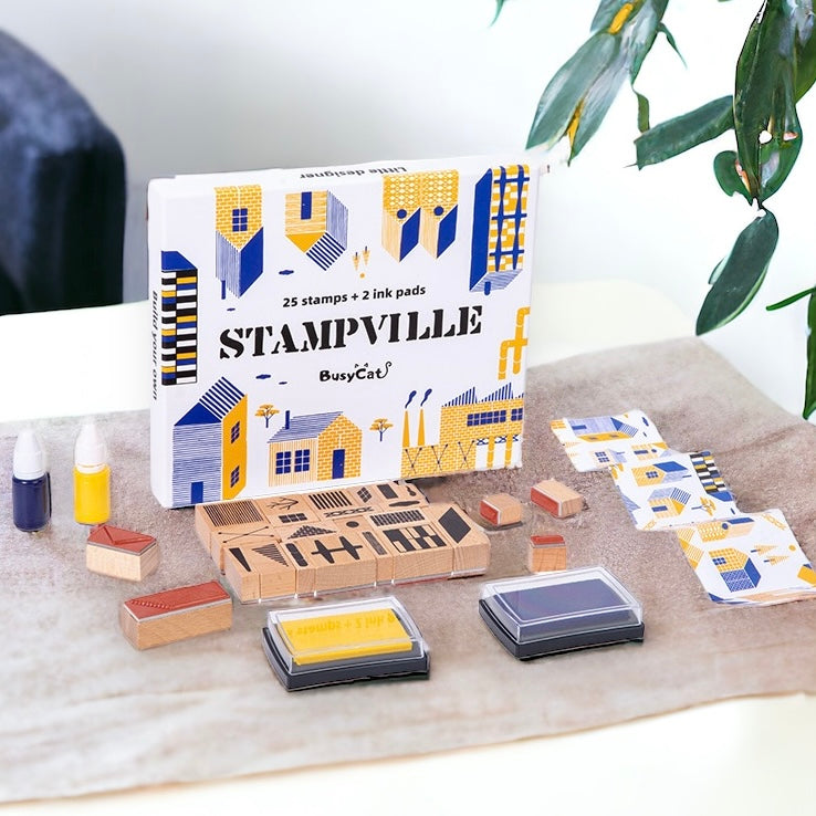 Wooden Stamping Kit Build your own villa town city Stampville