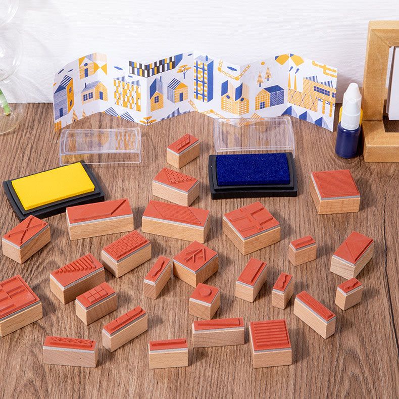 Wooden Stamping Kit Build your own villa town city Stampville