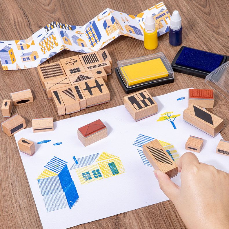 Wooden Stamping Kit Build your own villa town city Stampville