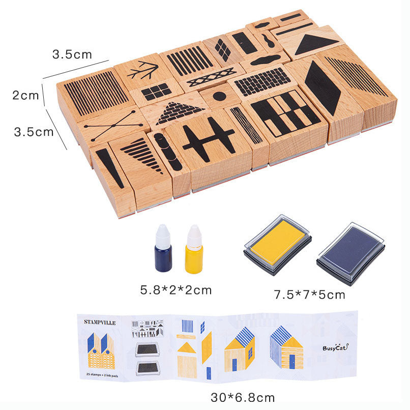 Wooden Stamping Kit Build your own villa town city Stampville