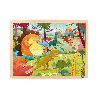 TOI Dinosaur Children 100pc Wooden Jigsaw Puzzle With Tray
