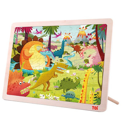 TOI Dinosaur Children 100pc Wooden Jigsaw Puzzle With Tray