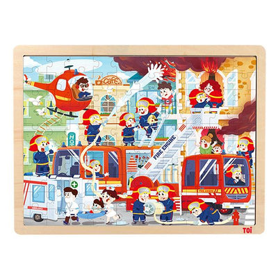 TOI Fire Station 100pc Wooden Jigsaw Puzzle With Display Tray
