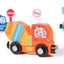 Wooden Toy vehicles train set with road signs  Pretend Play