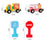 Wooden Toy vehicles train set with road signs  Pretend Play
