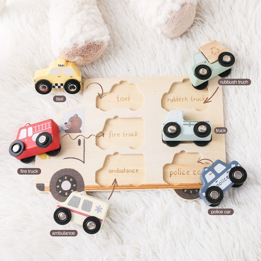 Wooden Vehicle Puzzle. Best Baby Infant Young Toddler Gift