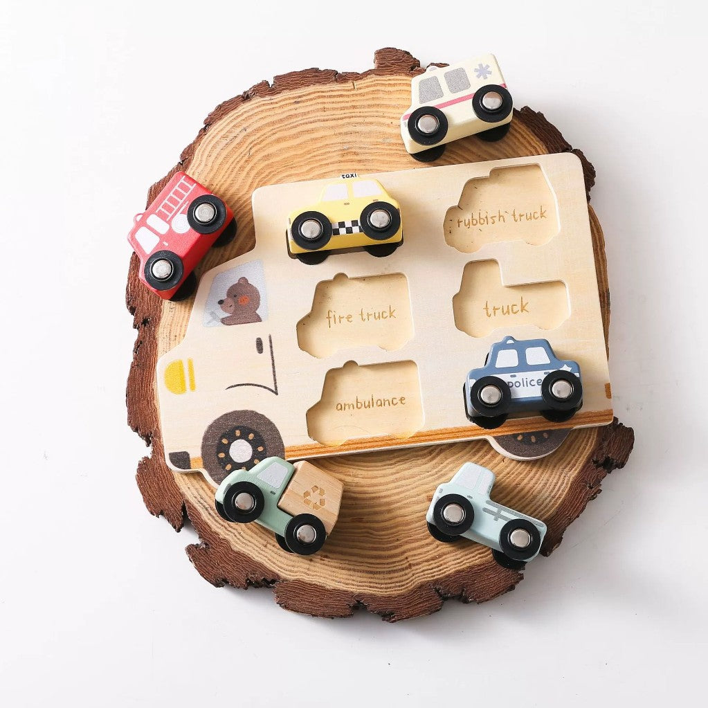 Wooden Vehicle Puzzle. Best Baby Infant Young Toddler Gift