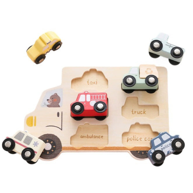 Wooden Vehicle Puzzle. Best Baby Infant Young Toddler Gift