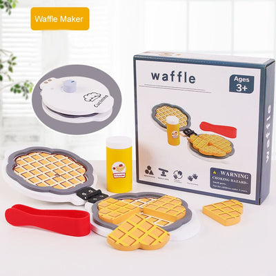 Wooden Waffle Maker. Pretend Play Set. Wooden Kitchen Food Toy.