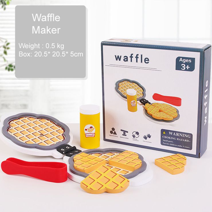 Wooden Waffle Maker. Pretend Play Set. Wooden Kitchen Food Toy.