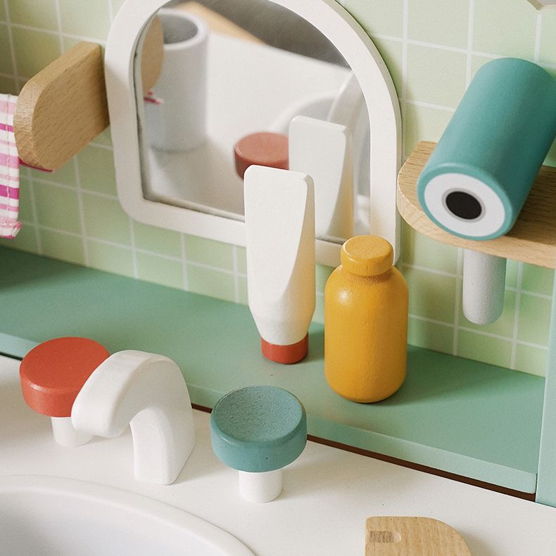 Wooden Pretend Play Wash Basin Sink with all accessories
