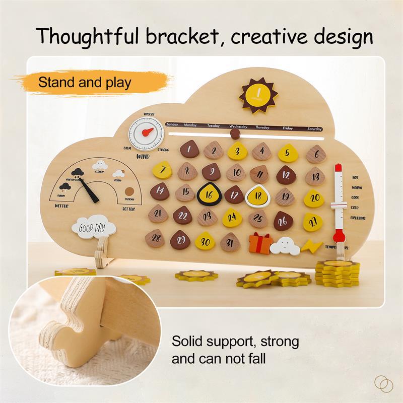 Wooden Calendar Weather Recording Montessori Inspired Board