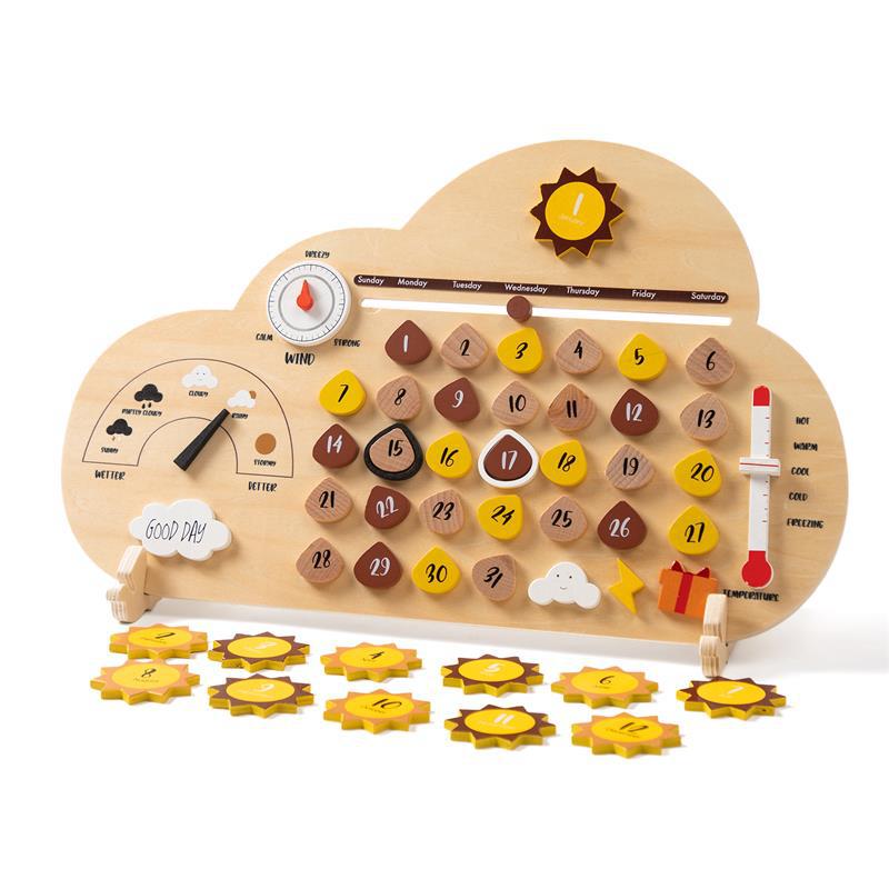Wooden Calendar Weather Recording Montessori Inspired Board