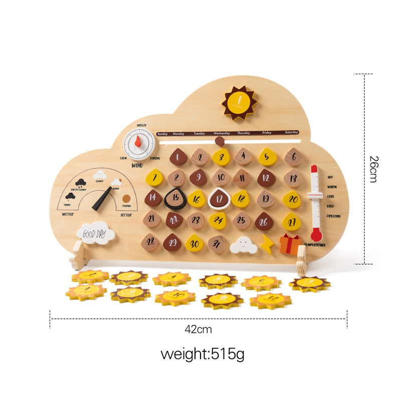 Wooden Calendar Weather Recording Montessori Inspired Board