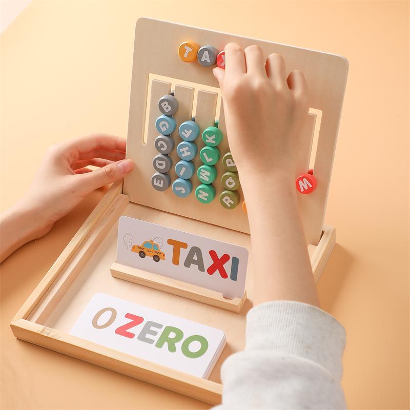 Wooden Alphabet Learning, Word Building Montessori inspired Puzzle Toy