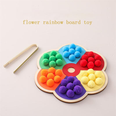 Wool Colour Ball Sorting Flower Board Montessori Toy