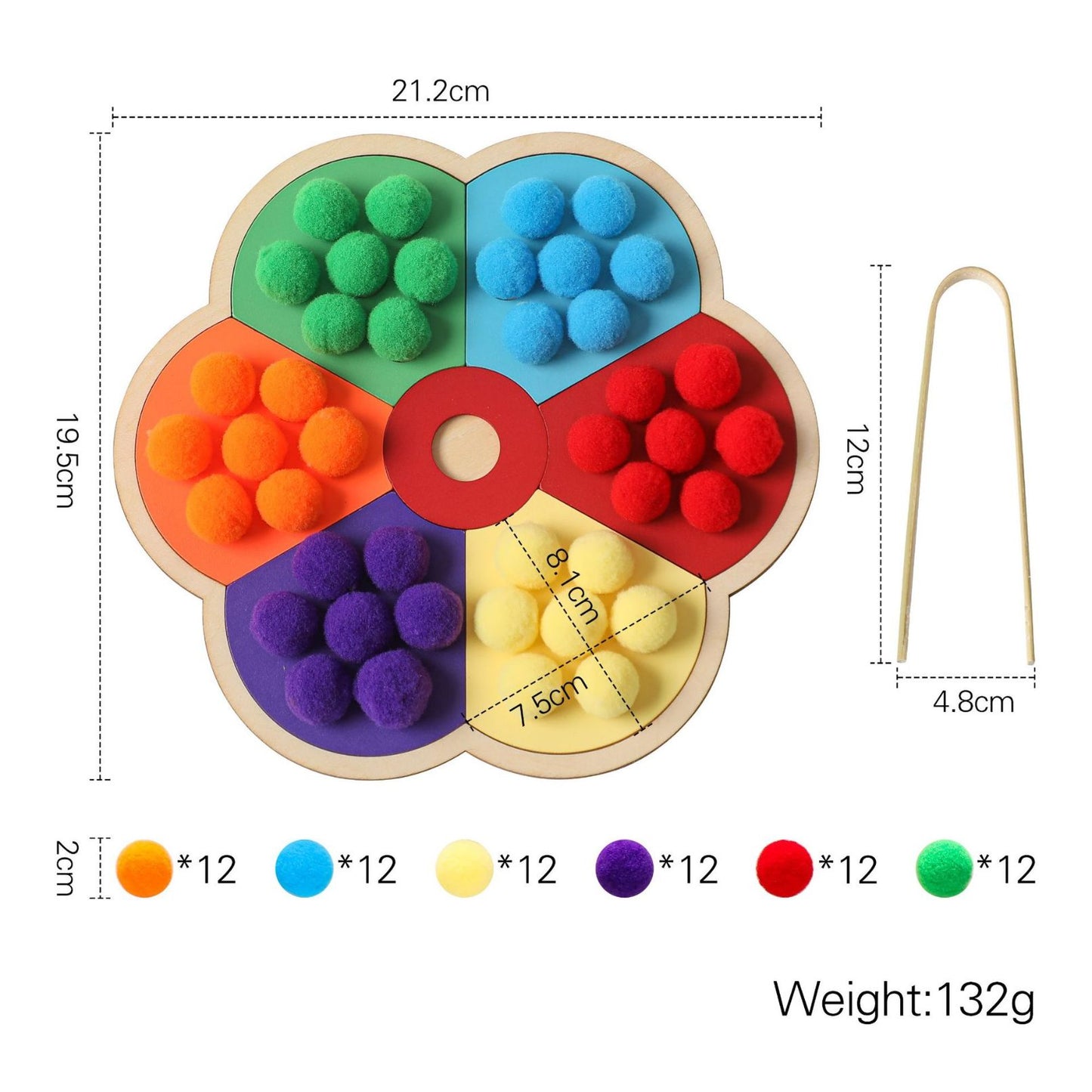 Wool Colour Ball Sorting Flower Board Montessori Toy