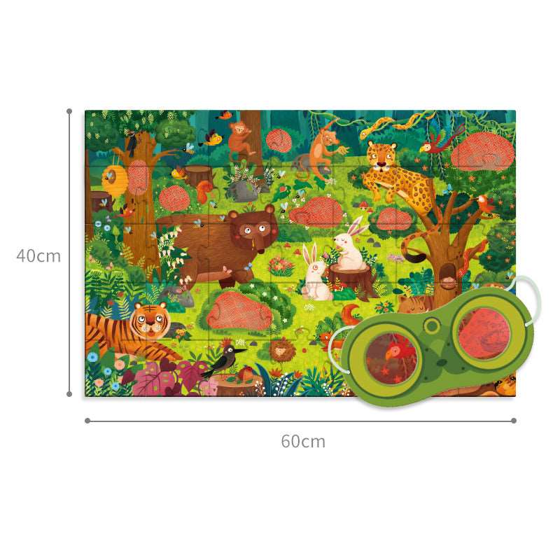 MiDeer Hidden Puzzle 35 pc with 3D glasses. Puzzles with Hidden Picture Game. Children Toy.
