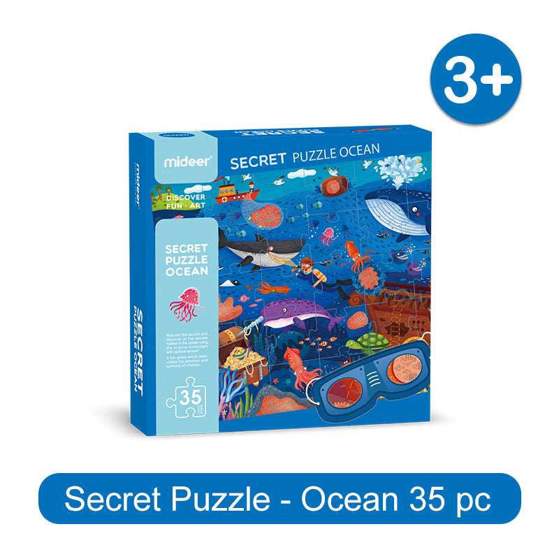 MiDeer Hidden Puzzle 35 pc with 3D glasses. Puzzles with Hidden Picture Game. Children Toy.