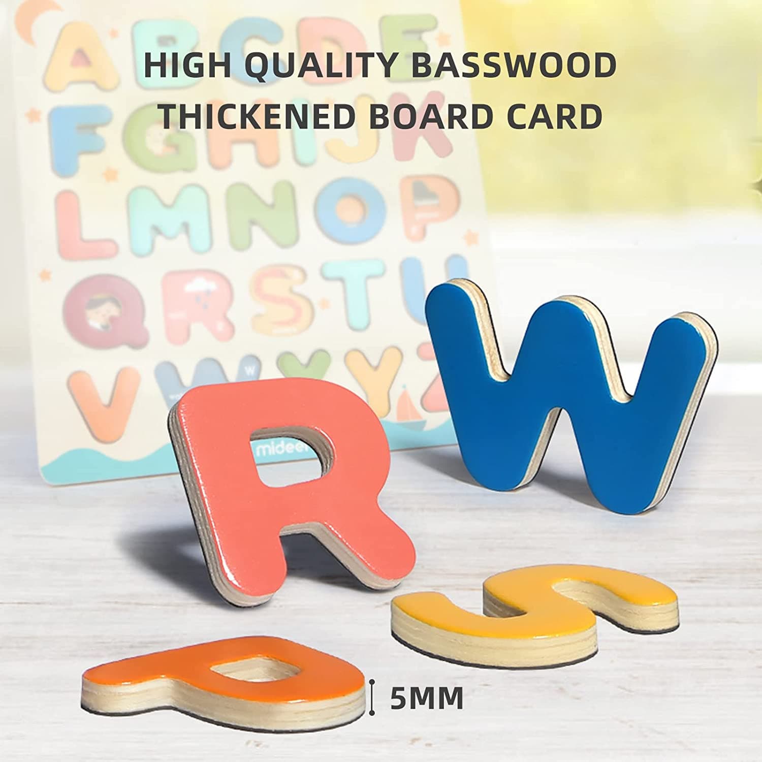 MiDeer Wooden Alphabet & Number Puzzle Board. Children Toy Gift