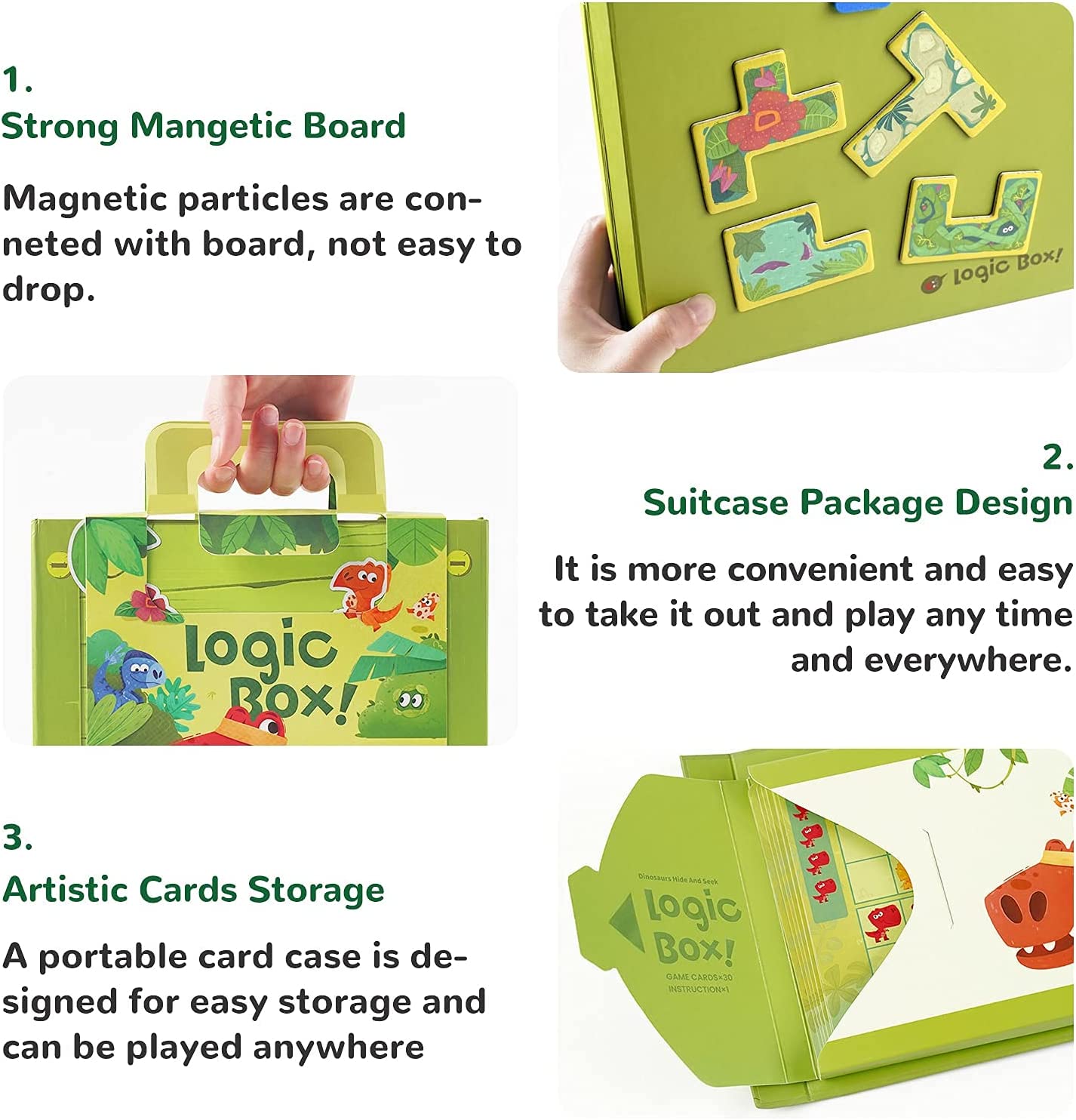 TOI Logic Box Dinosaurs Hide and Seek - Magnetic Strategy Board Game. STEM Toy