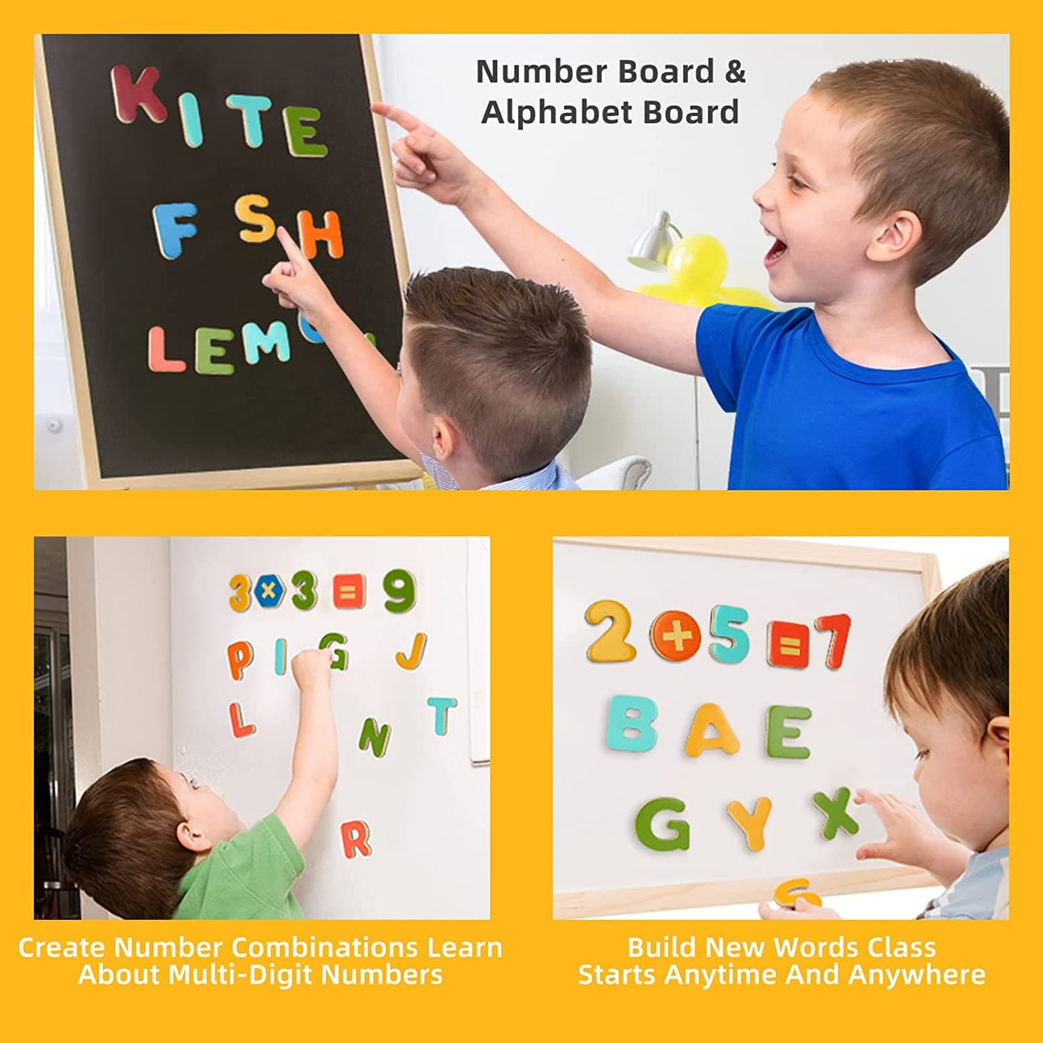MiDeer Wooden Alphabet & Number Puzzle Board. Children Toy Gift