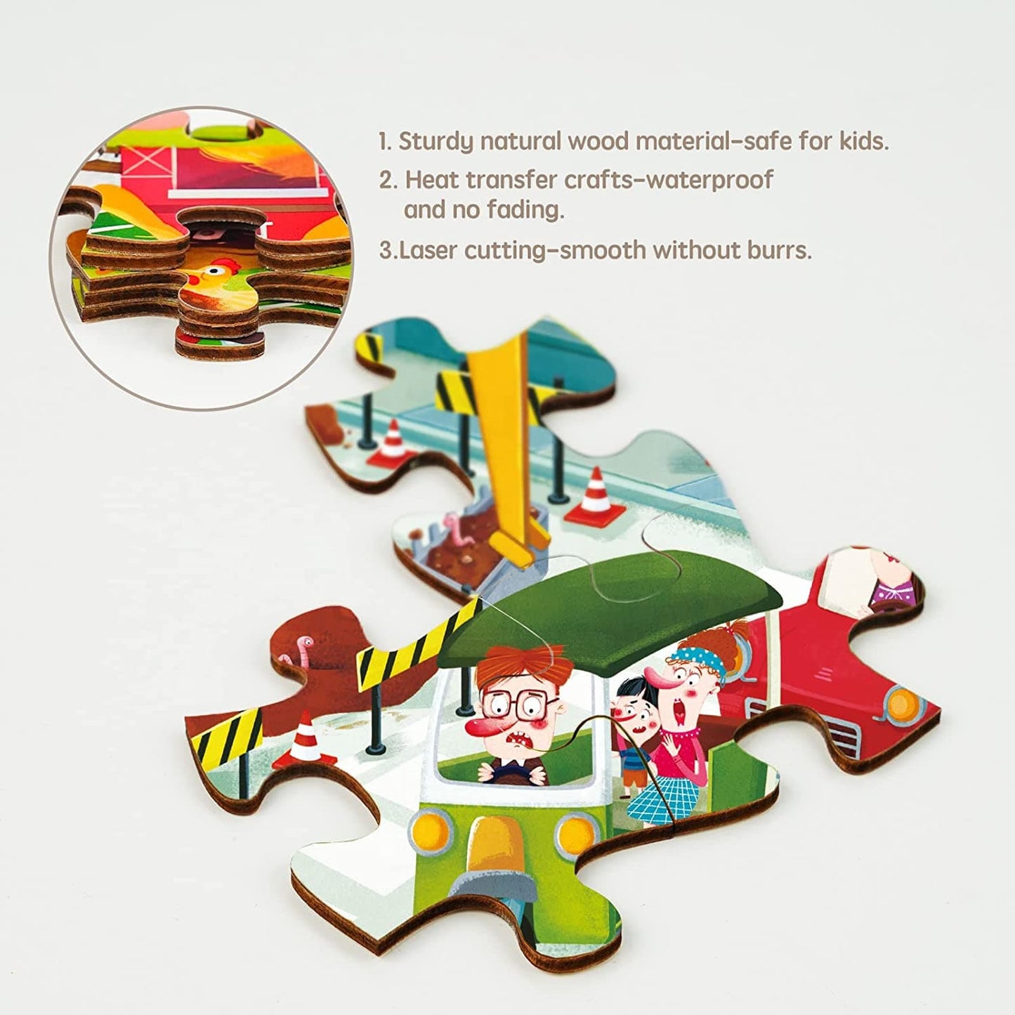 TOI Construction (24pc) Wooden Puzzle With Storage Tray. Wooden Children Toy