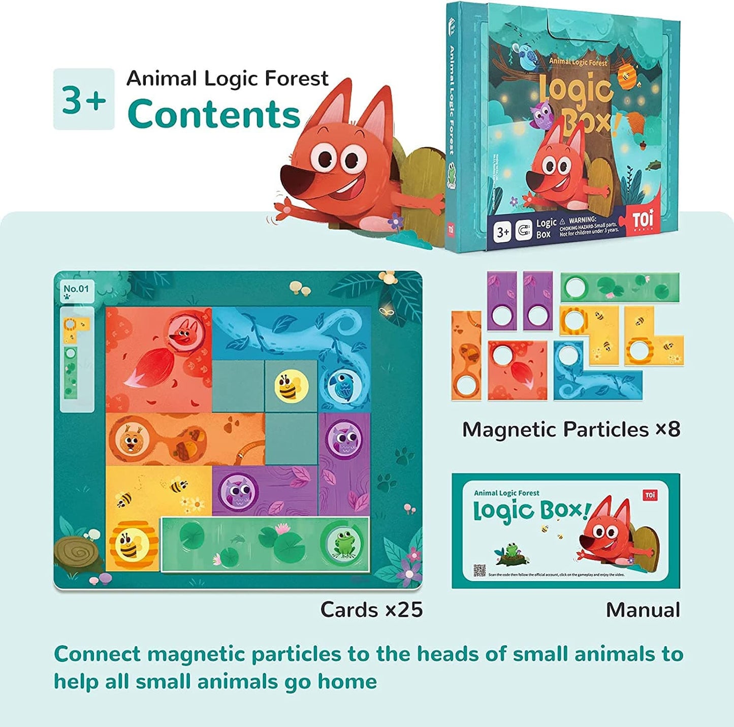 TOI Logic Box Animal Forest - Magnetic Strategy Board Game. STEM Toy