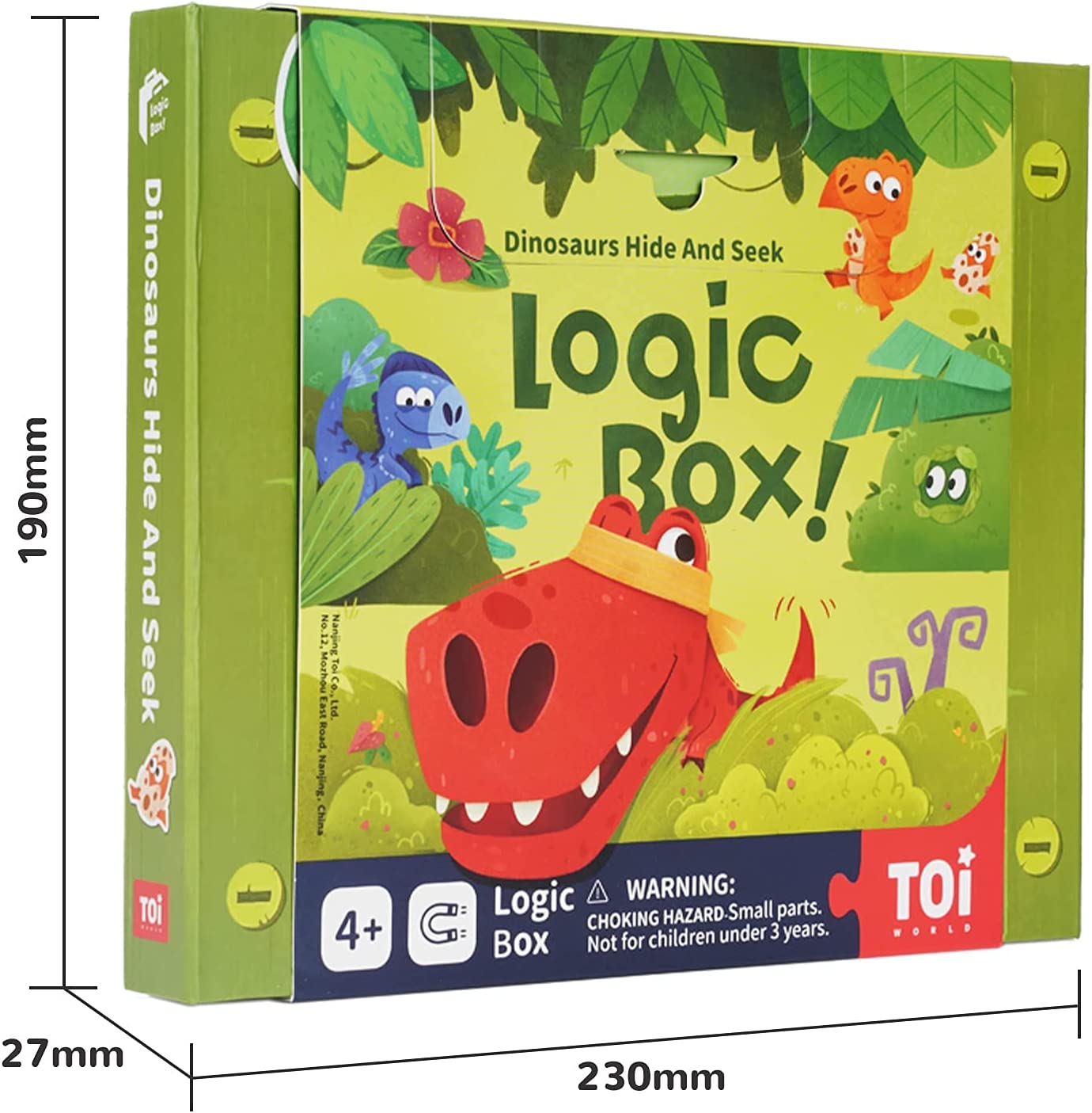 TOI Logic Box Dinosaurs Hide and Seek - Magnetic Strategy Board Game. STEM Toy