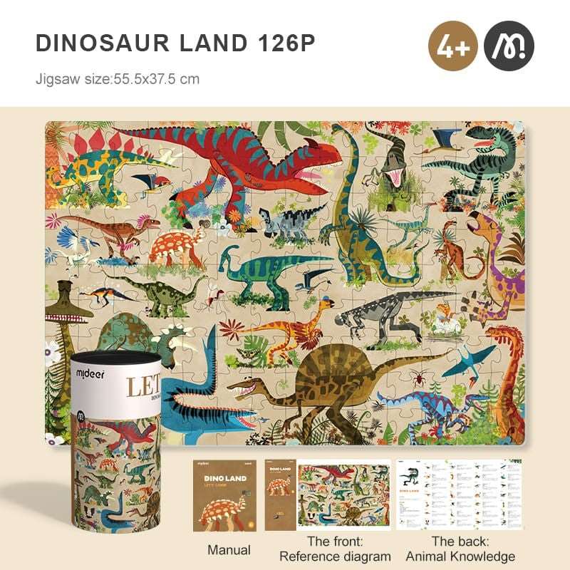 Mideer Let's Learn Encyclopaedia Barrel Jigsaw Puzzle (126pc) Dino Ocean Insect Safari Animals Dino Land