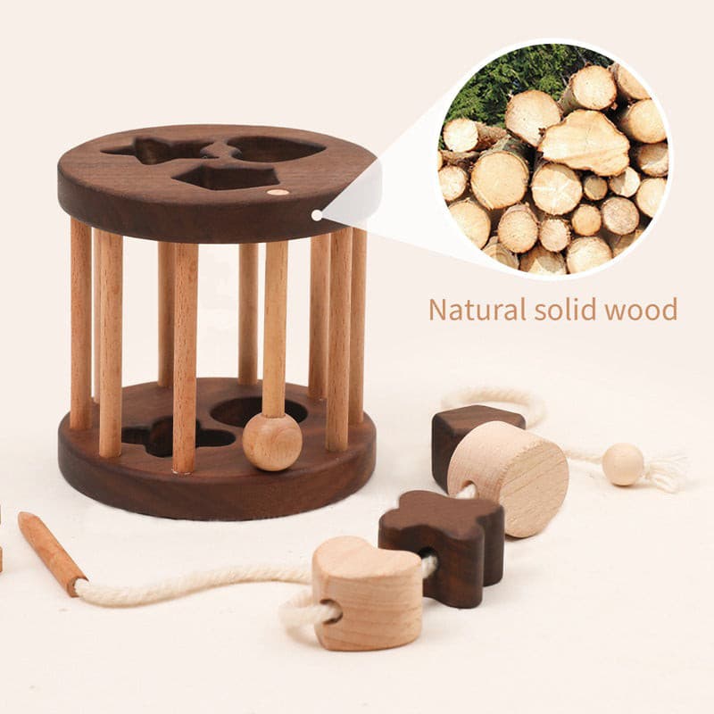 Multifunctional Wooden Threading, Shape Sorting, Rattle Toy. Baby Toy.