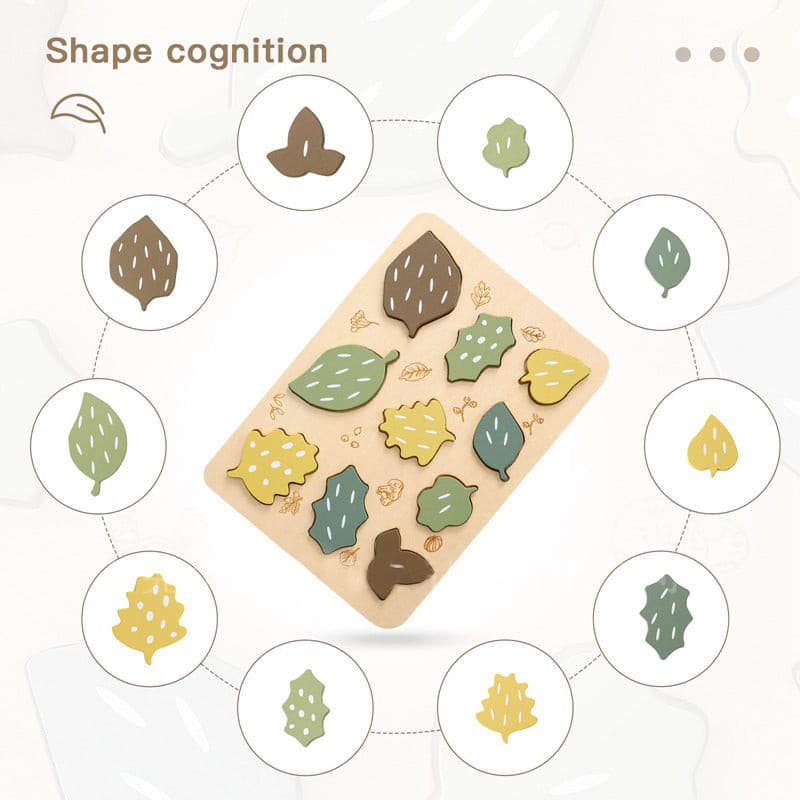 Nature Leaves Big Piece Wooden Jigsaw Puzzle. Toddler Toy
