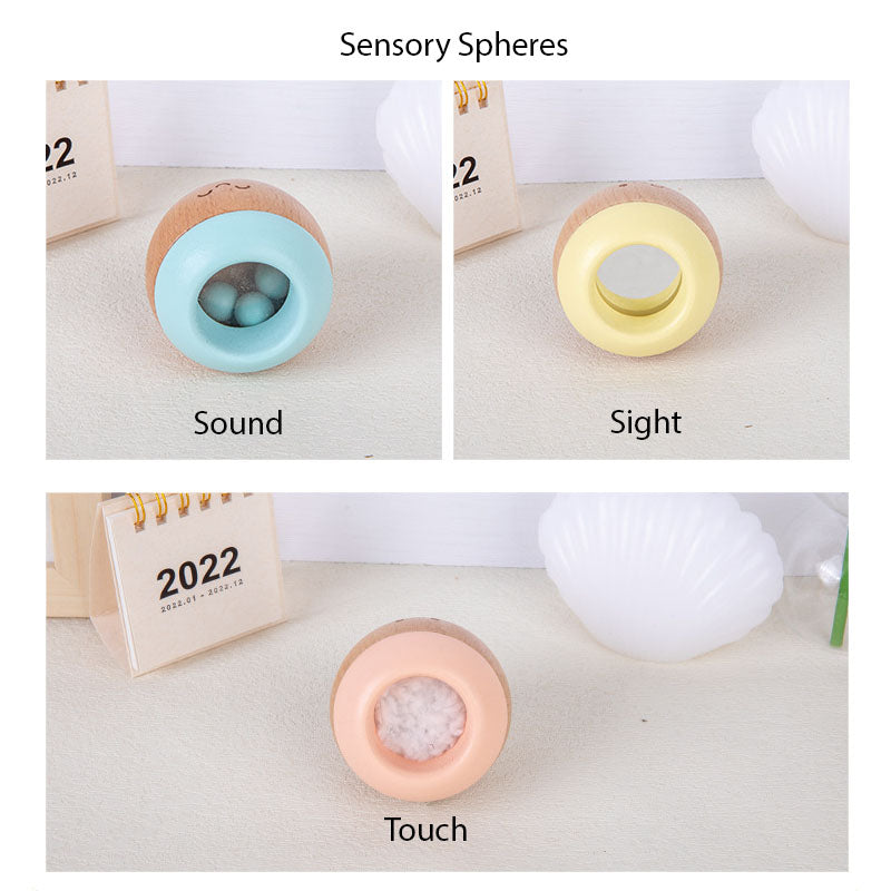 Baby sensory kit. Wooden Rattles. Baby toys. Macaron colours