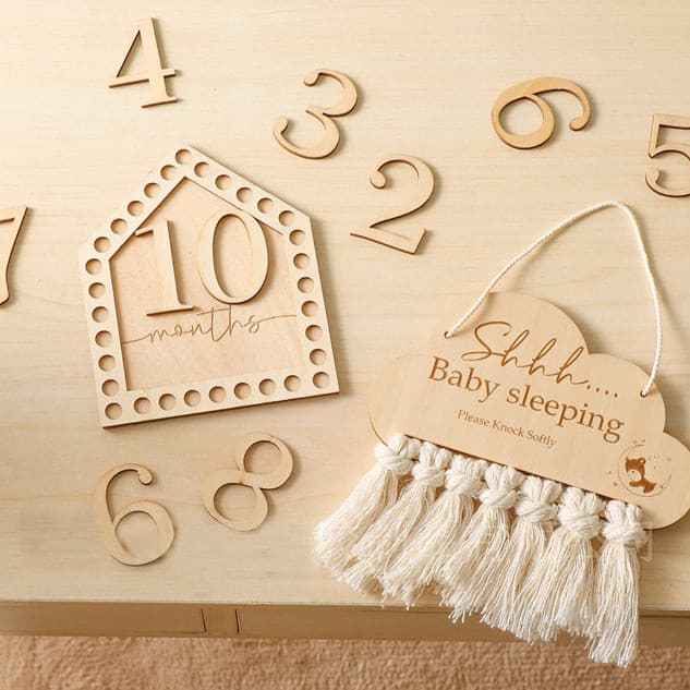 Bohemian Style Baby Sleeping Door Sign & Photography Props.