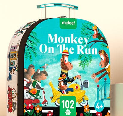 MiDeer Monkey on the Run (102pc) Jigsaw Puzzle with Portable Gift Box. Children Toy Gift