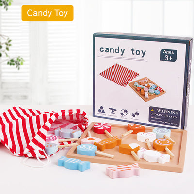 Wooden Candy Toy. Pretend Play Set. Wooden Kitchen Food Toy.