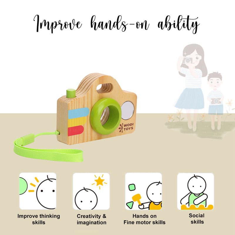 Wooden Camera with Kaleidoscope & sound feature Wooden Pretend Play Children Toy