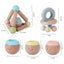 Baby sensory kit. Wooden Rattles. Baby toys. Macaron colours