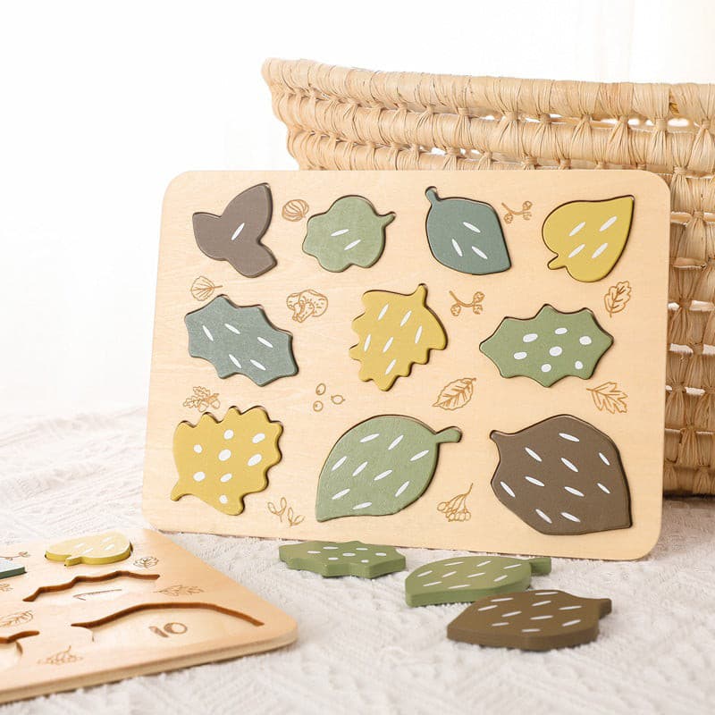 Nature Leaves Big Piece Wooden Jigsaw Puzzle. Toddler Toy