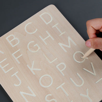 Double Sided Wooden Letter & Number Writing Board. Montessori Math Toy.